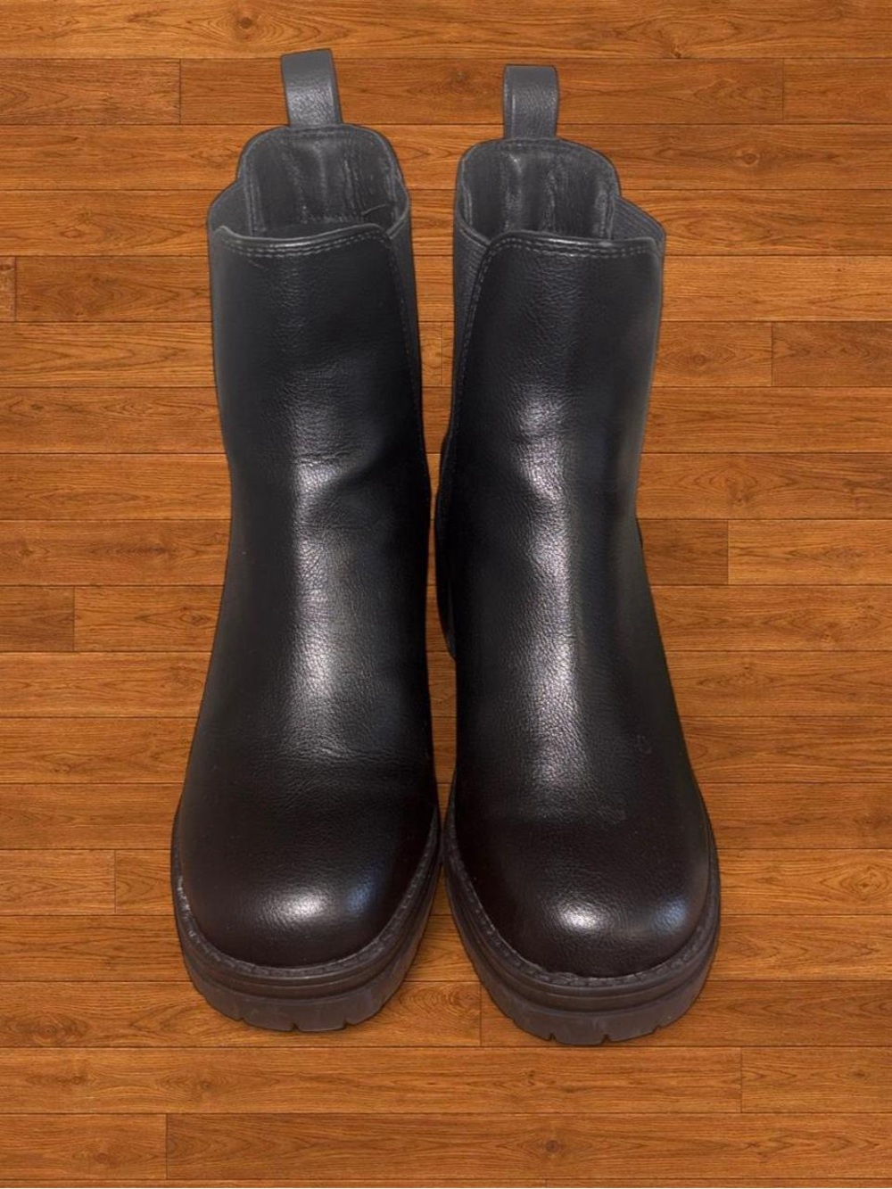 MIA Black Leather Chelsea Ankle Boots